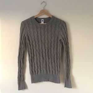 Gap S gray cable knit cotton blend sweater
